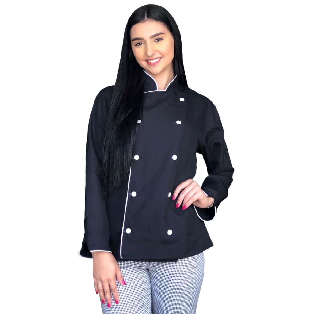 Dolma Chef Cozinha Oxford Manga Longa Uniforme profissional Unissex Gastronomia