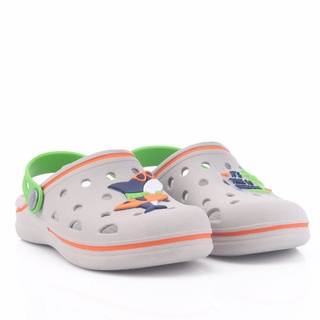 Babuche Infantil Wboys Pop Kids - Cinza/Laranja/Verde Folha