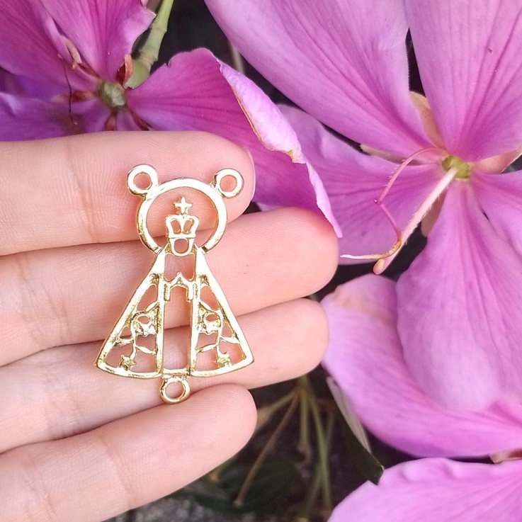 10 Entremeio Nossa Senhora Aparecida Dourado - Entremeio para Terço Católico em Oferta na Shopee