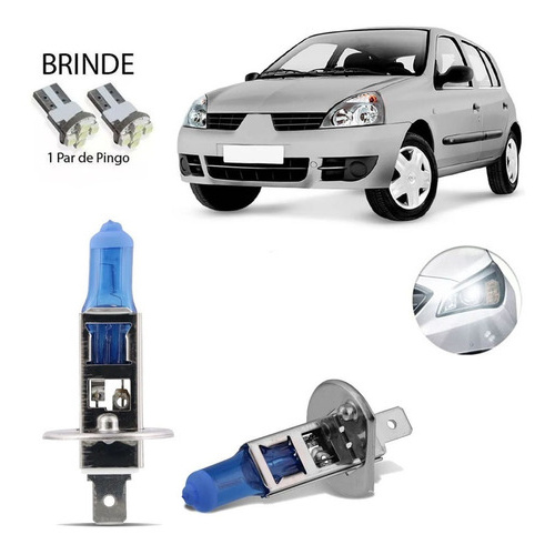 2 Lampada Super Branca 8500k Farol Alto Renault Clio 2008-16