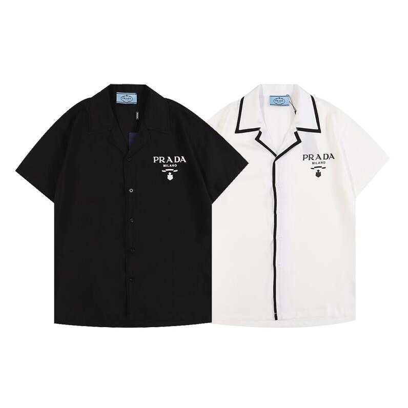 PRADA Homens Tarja Verão Havaiano De Manga Curta Botões Soltos Camisa Casual Roupas Da Moda Camisas De Grife Plus Size Tops