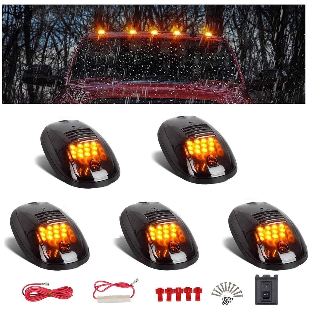 5x Marcador Superior Do Teto Da Cabine Luzes Led Carro Com Lâmpadas De Lente Fumê Pretas Sinalização Para Caminhão SUV