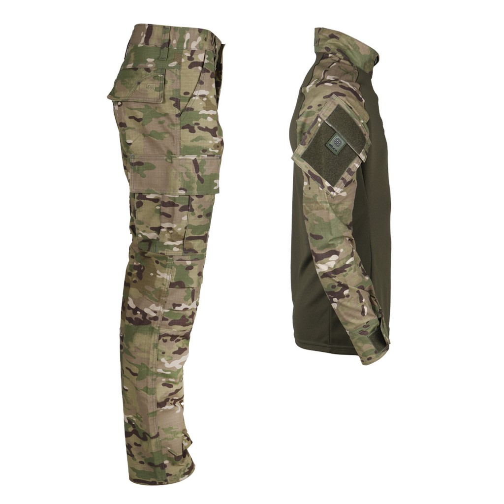 Farda Conjunto Fardamento Tático Airsoft (Calça Combat + Combat Shirt) - Camuflado Multicam