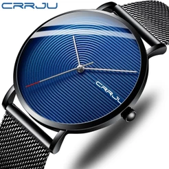CRRJU Relógio Masculino Empresarial Analógico Quartzo De Aço Inoxidável À Prova D'água 2164 X