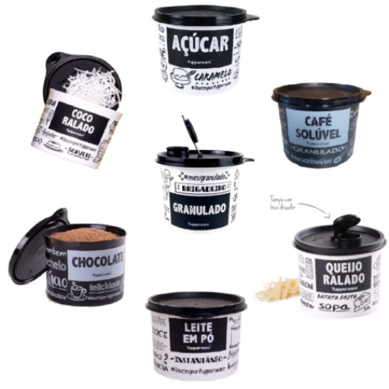 Tupper Pote Redondinha Preto e Branco Tupperware Original Preço Por Unidade.
