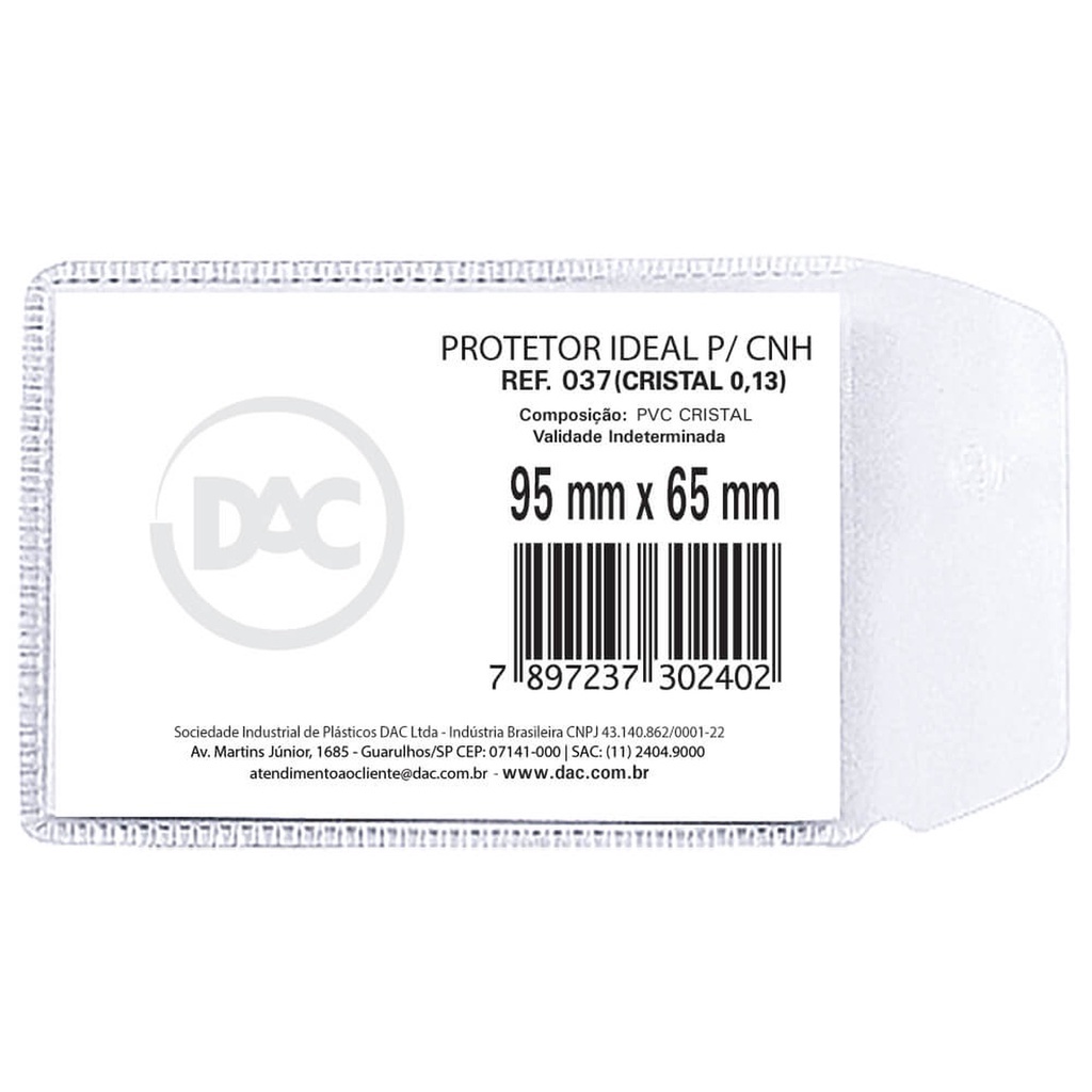 Protetor Ideal para CNH 95x65 mm - Dac / Papelaria / Protetor / Escritório / Utilidades