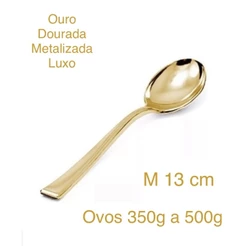 kit 8~40 colher ouro dourada metalizada 13 cm para ovo de páscoa 2025