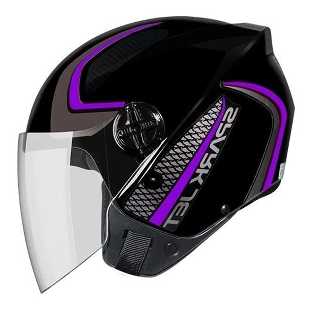 CAPACETE ABERTO EBF JET SPEED PRETO E LILAS em Oferta na Shopee