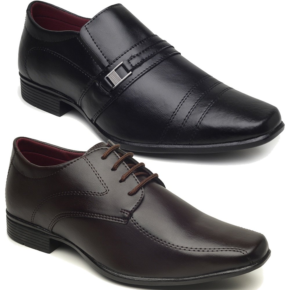 Kit 2 Pares Sapato Social Masculino Preto e Café