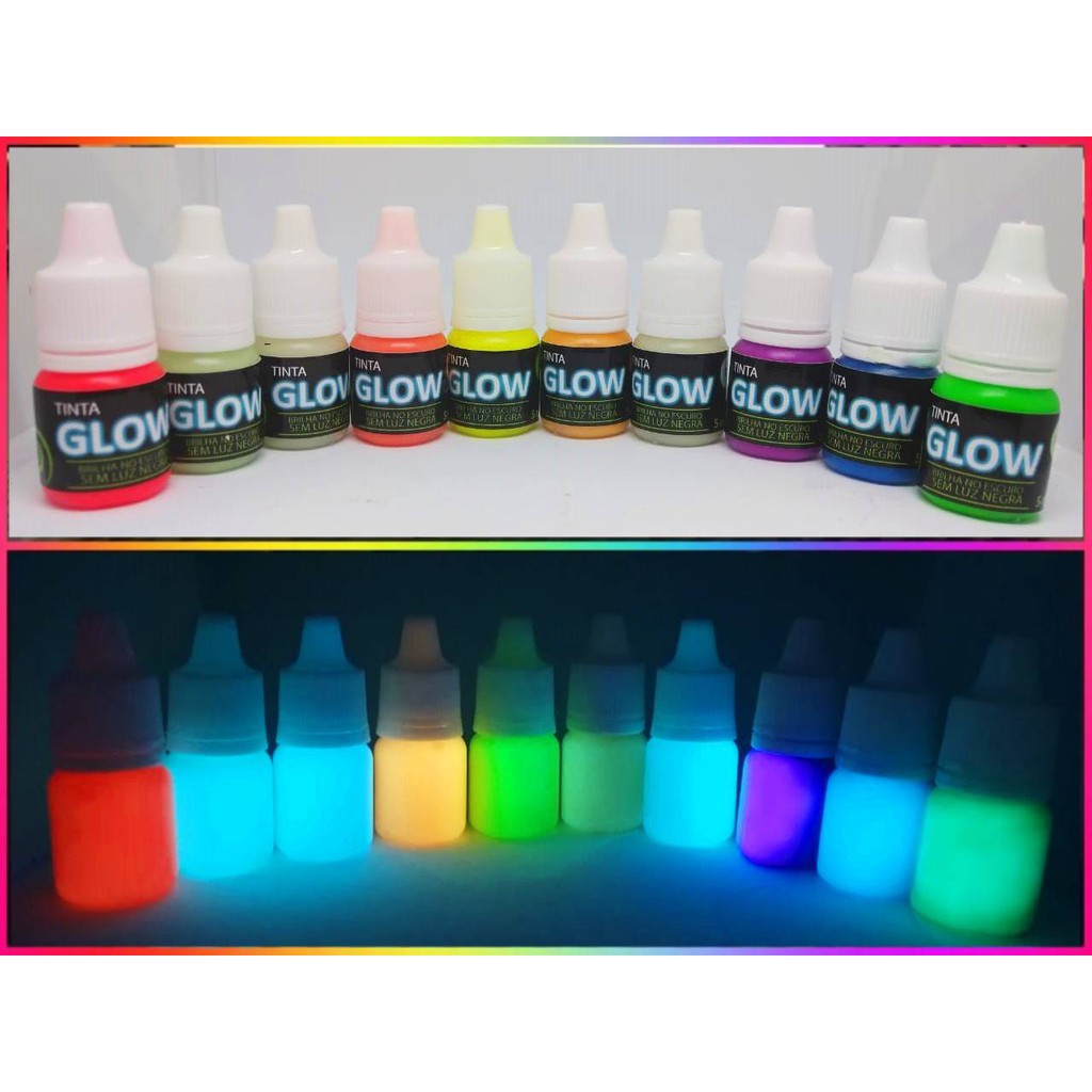 Tinta Corion 5ml Fosforescente Bisnaga Aplicador. Brilha Escuro Sem Luz