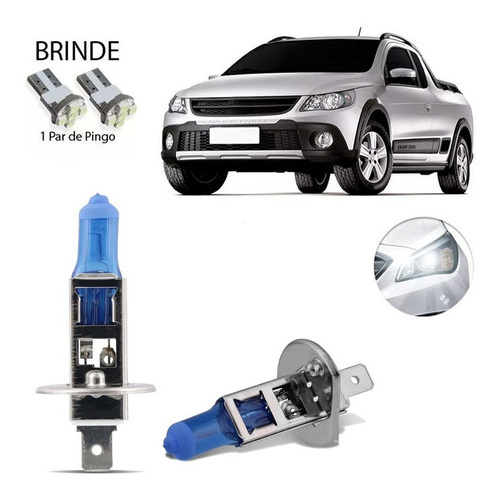 Kit Lampada Super Branca Farol Alto 8500k Saveiro G5 Cross