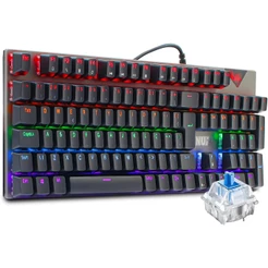 Teclado Gamer Knup Semi Mecanico Kp-tm010 Qwerty Outemu Diy Blue Português Brasil Cor Preto Com Luz Rainbow