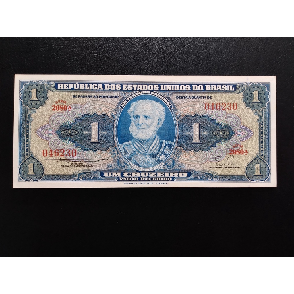 Cédula de 1 cruzeiro, excelente estado de conservação, catálogo C.011, ano 1955