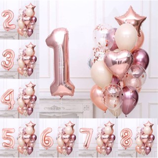 Buquê de balões 20 pçs com numero + bexigas metalizadas + confete em Oferta na Shopee