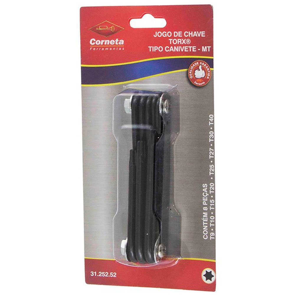 Jogo Chave Torx Tipo Canivete 8 Pçs T9 a T40 - CORNETA