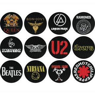 Porta Copos Bandas de Rock Medida 9 cm com Impressão Digital Emborrachado em Alto Relevo Premium