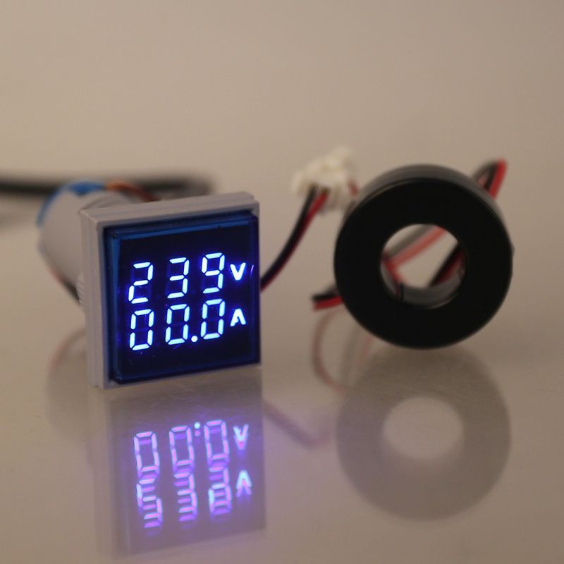 Voltímetro Digital LED Quadrado De Duplo Display E Medidor De Tensão AC 60-500V 0-100A