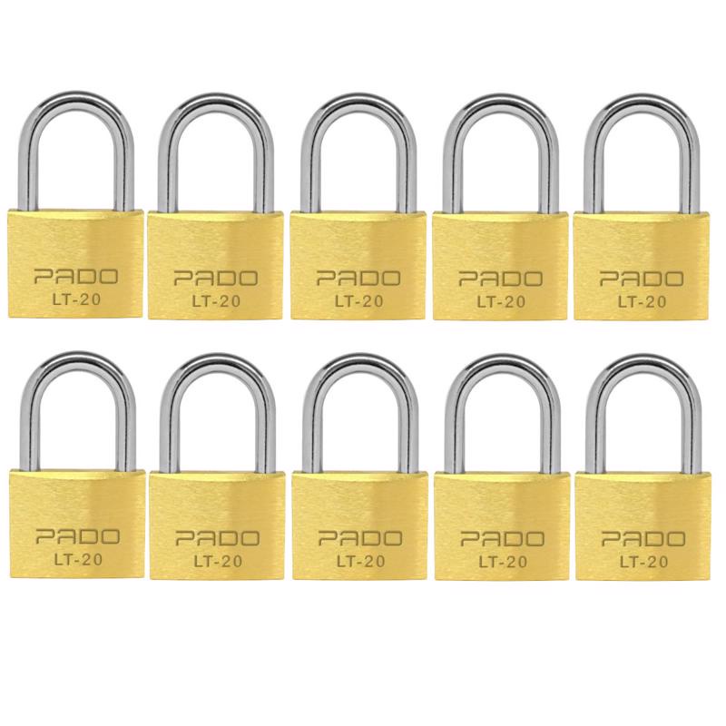 Kit 10 Cadeado Pado 20mm Latão Mesmo Segredo