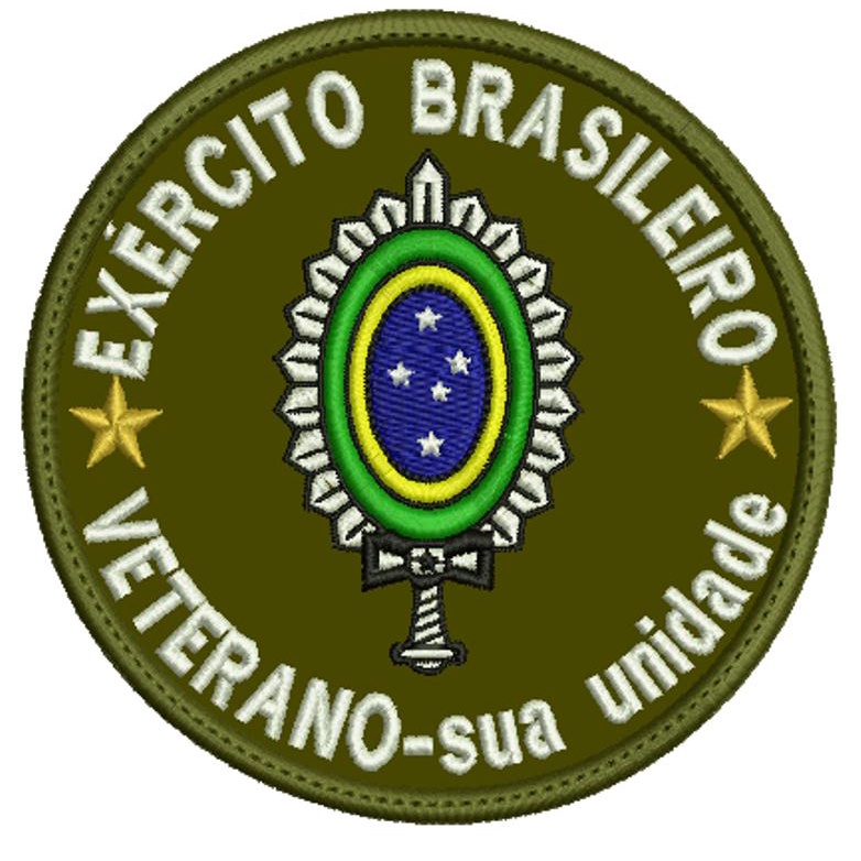 PATCH BORDADO VETERANO EB SUA UNIDADE com carrapicho, para costurar ou termocolante.