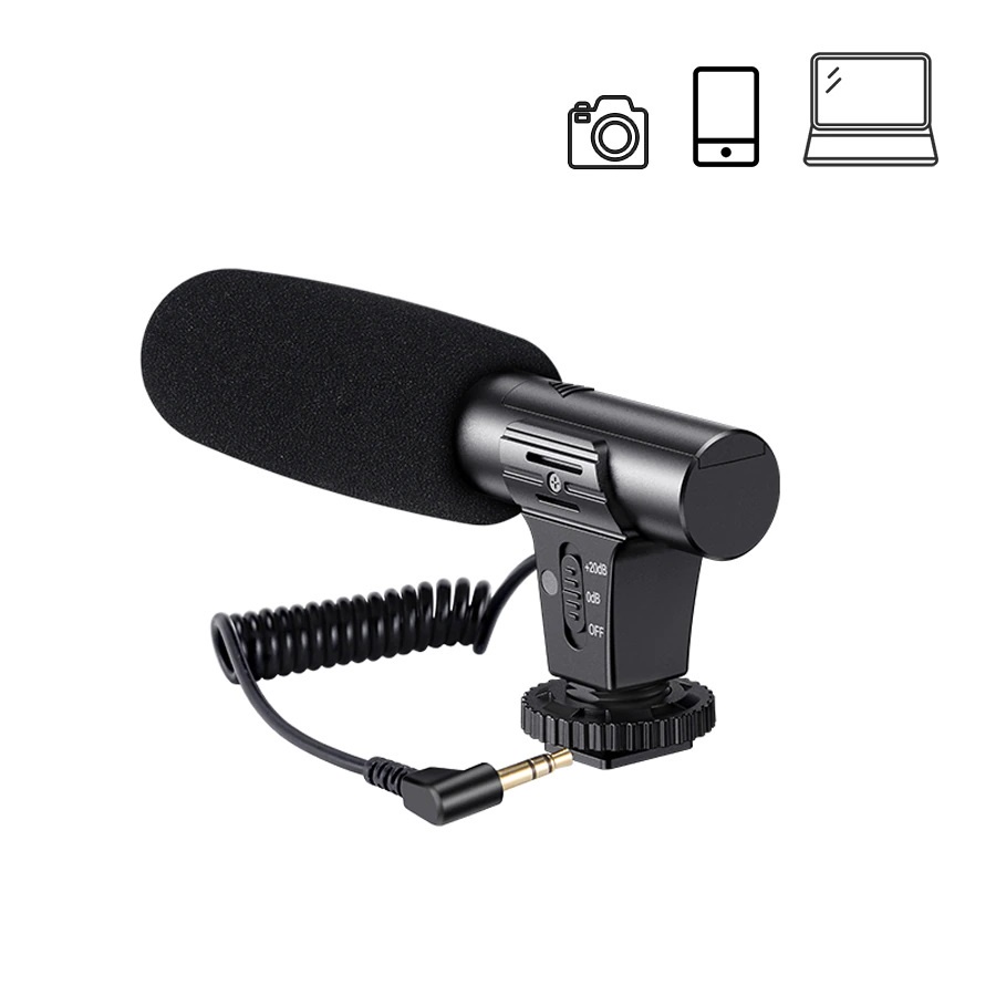 Microfone Shotgun Direcional Dslr Entrevistas Mamen Mic-05