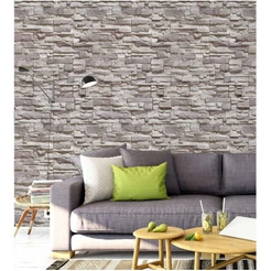 Papel De Parede Auto Adesivo 3d Pedras Canjiquinha Cinza 1,00 mt