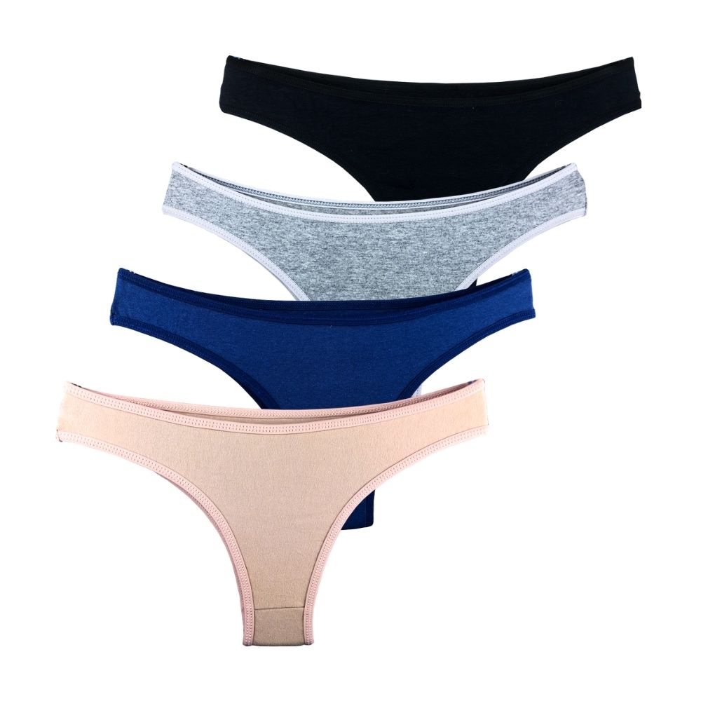 Kit com 4 Calcinhas Tanga New Basic Cotton Confortável Algodão Reforçada Promoção