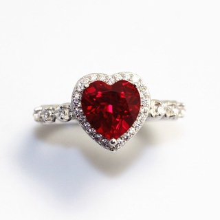 Anéis De Casamento Para As Mulheres 925 Anel De Noivado De Prata Nupcial Red Heart Cubic Zirconia Elegante Luxo Bijoux
