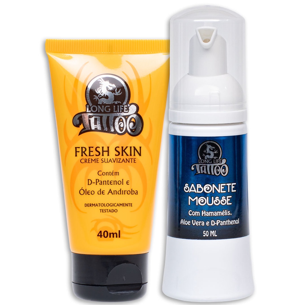 Kit Cuidados Pomada para tatuagem Fresh Skin 40 ml + Sabonete Mousse 50 ml