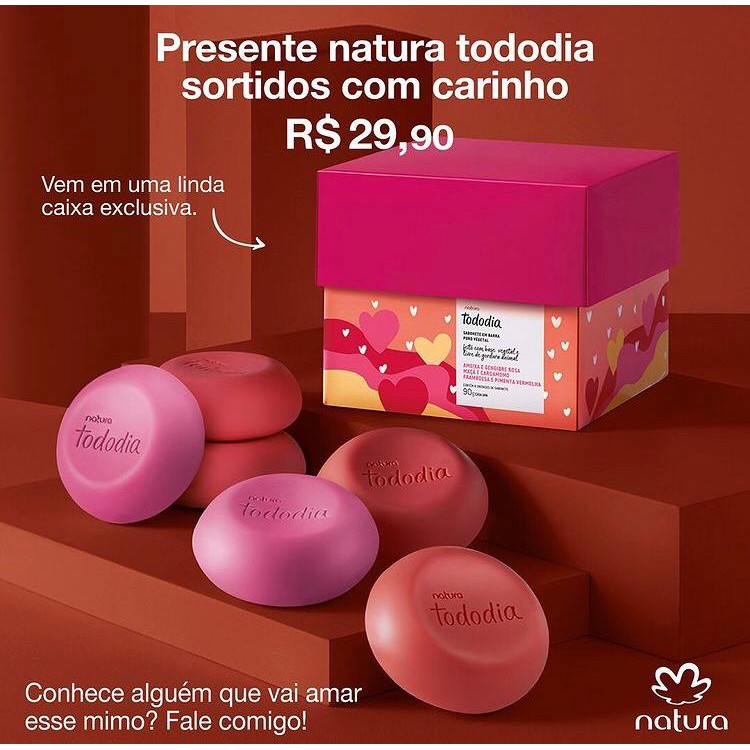 Caixa de sabonete Natura com 6 unidades