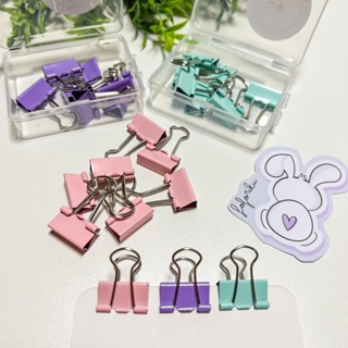 Prendedor de papel Colorido Tom Pastel - Blinder Clips -  Rosa, Roxo e Verde - 8 unidades - binder em Oferta na Shopee