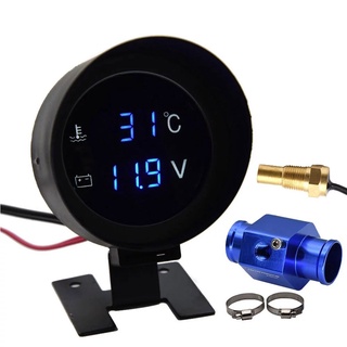 Medidor De Temperatura Da Água Led Digital Para Carro-Adaptador 10 10-110 Celsius Conjunta Do Sensor Mm 1/8NPT Voltímetro 2 Em 1