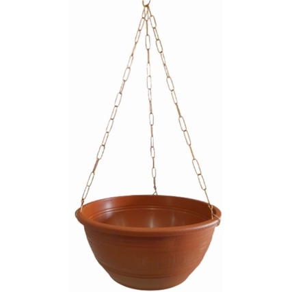 3 vasos para pendurar plantas , terra cota 31cm com corrente aço grossa grande