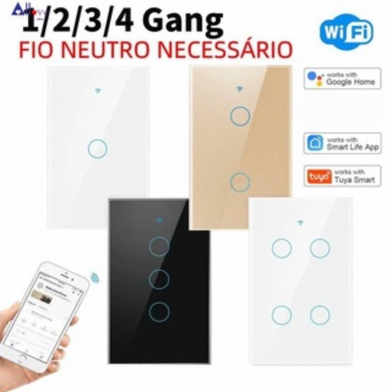 Tuya 1/2/3/4 gang WiFi 433MHZ interruptor de toque inteligente botão de parede para casa aplicativo de vida inteligente trabalhar com Alexa Google Home allove