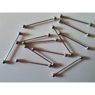 kit 12 peca de Cartela de piercing transversal bolinha unissex 12 unidades aço inox