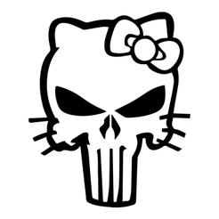 2 Adesivos Justiceiro e Hello kitty Colab premium Vinil Geek Marvel