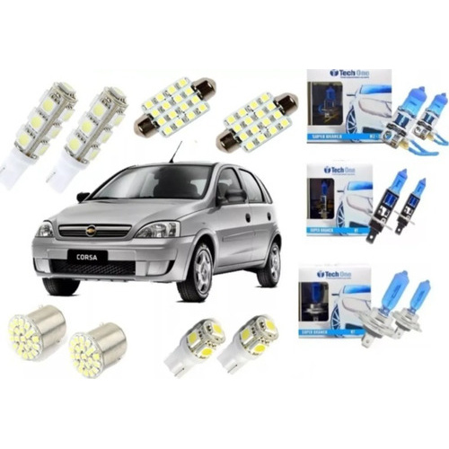 Kit Lâmpada Super Branca + Led Teto Corsa Hatch Techone