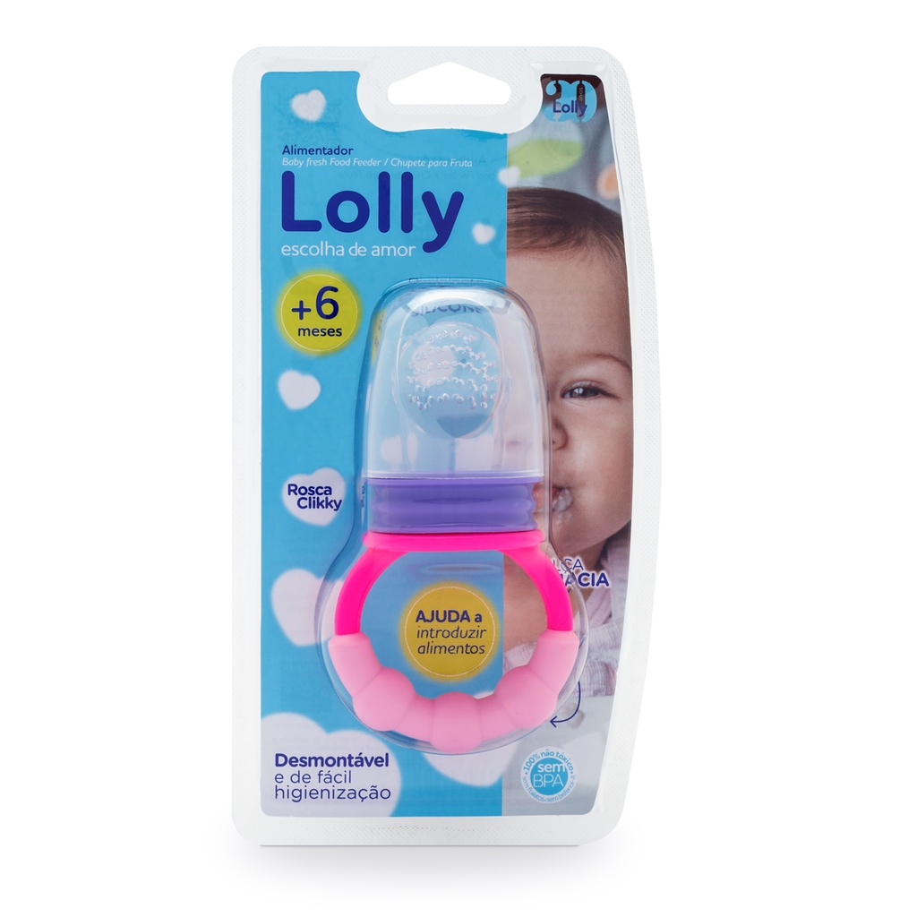 chupeta alimentadora - chupeta de fruta - chupeta de alimentação - Alimentador de Silicone Lolly - Rosa ou Azul