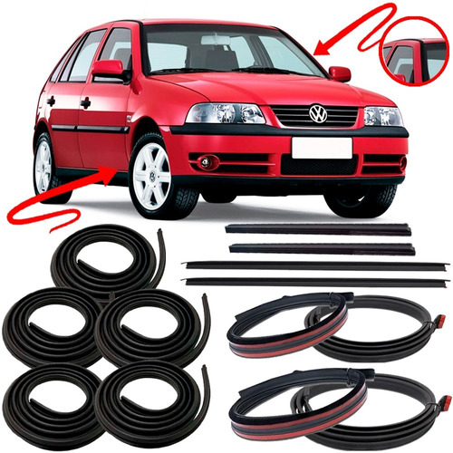 Kit Borracha 4 Portas e mala   Pingadeira e Friso Teto   Friso Superior e Inferior Parabrisa Gol G3 G4