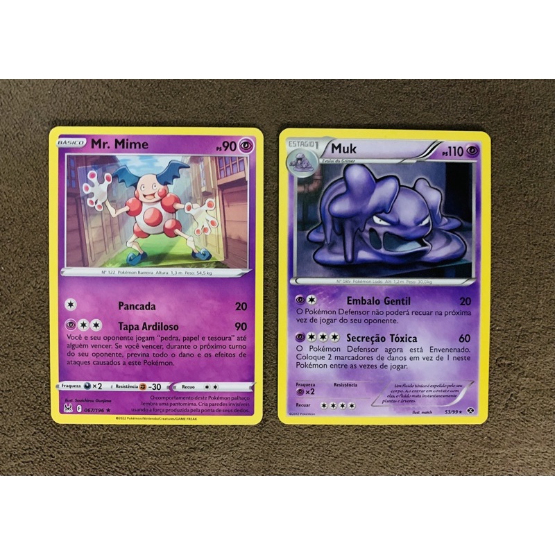 Cartas Pokemon Mr Mime e Muk