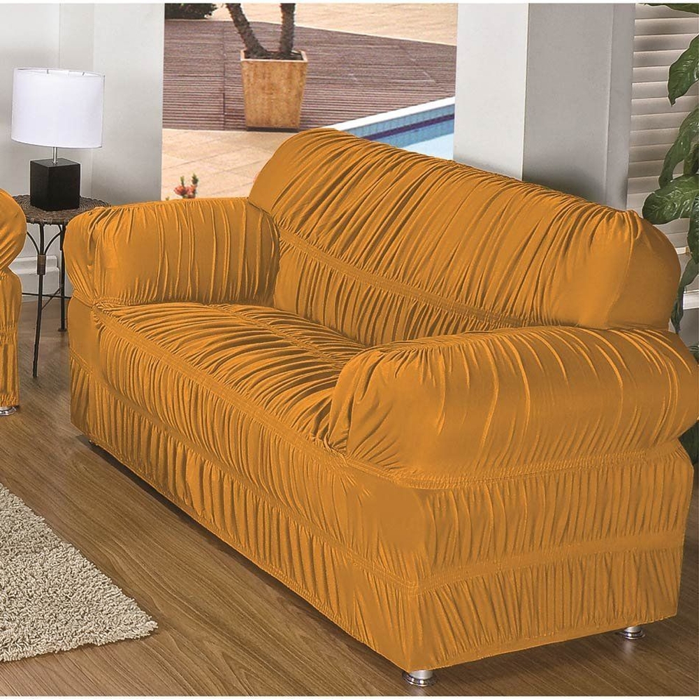 Capa De Sofa Avulsa De 2 Lugares 21 Elasticos Mostarda