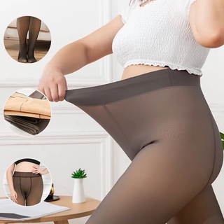 meia-calça Tamanhos Grandes/Plus Size Legging feminina inverno quente de lã grossa translúcida stretch fina
