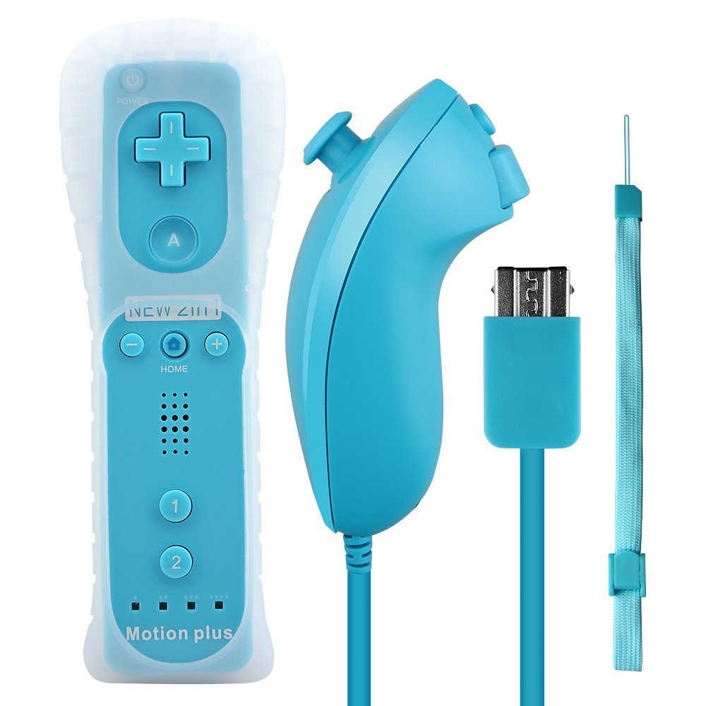 Controle Wii Remote Plus + Nunchuck Para Nintendo Wii e Nintendo Wii U Azul