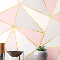 Papel De Parede Zara Rosê Gold Sala Quarto Geométrico 2 mts