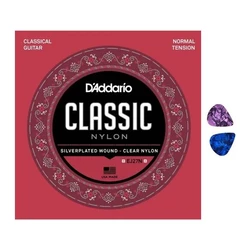 Encordoamento Violão Nylon D'addário Tensão Média EJ27N Daddario + 2 Palhetas