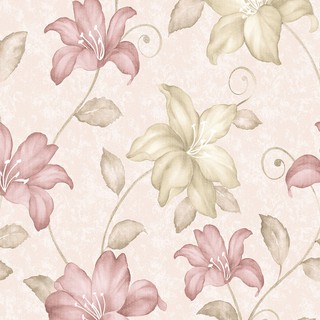Papel de parede em tons creme, rose e verde musgo Para Quartos e Sala