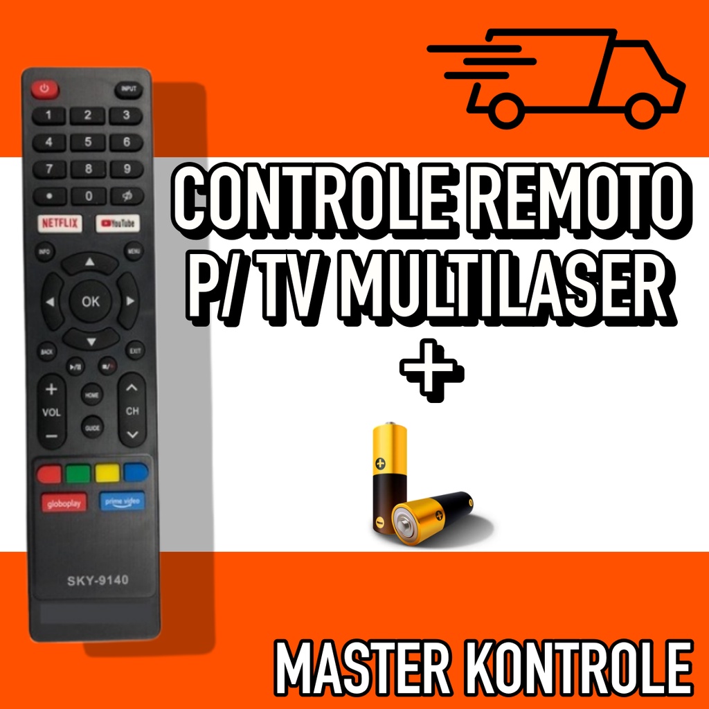 Controle Remoto Para TV Multilaser SKY9140 Com Pilhas | Shopee Brasil