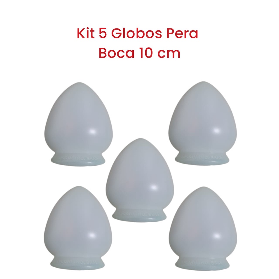 Kit 5 Globo Tipo Pera Luminária Tipo Pera Boca 10cm Iluminação