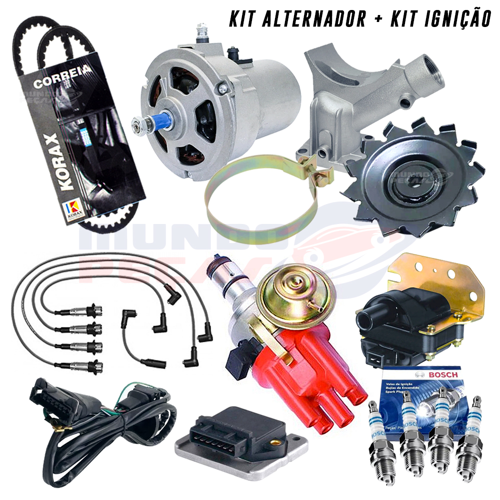 Kit Alternador 55ah + Ignicao Eletronica Fusca Bras Completo