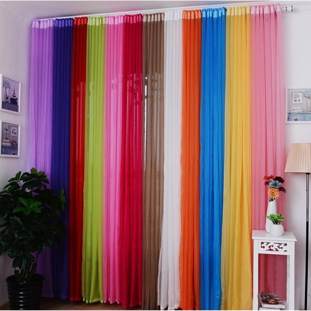 Cortinas Voil Coloridas para festa decoração sala quarto infantil L:1