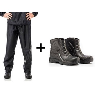 KIT contendo uma Calça De Chuva Para Motoqueiro Impermeavel Motoboy + Bota De Chuva Moto Motoqueiro 100% Impermeável - Pantaneiro